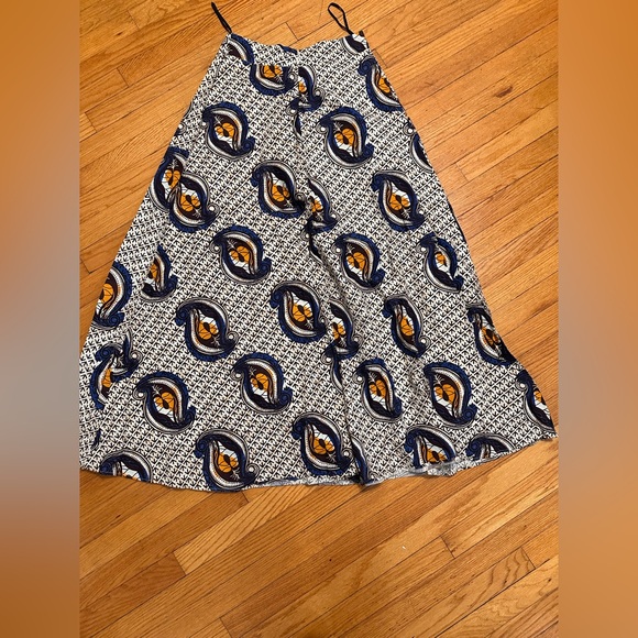 Anthropologie Mille Collines Maaike Navy and Orange Maxi Skirt Boho Ethnic - Picture 4 of 8